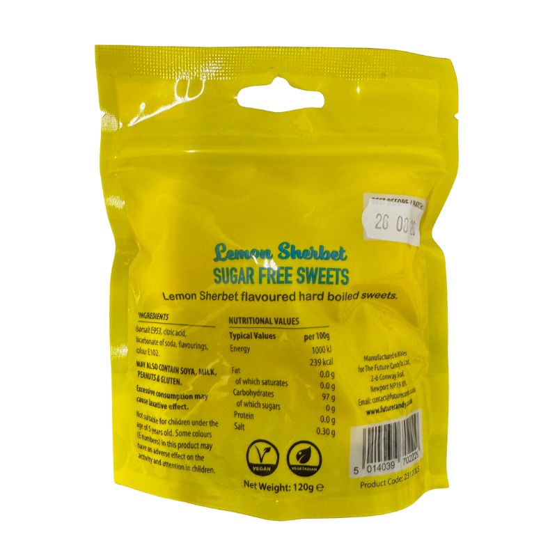Zero Sugar Free Lemon Sherbet 120g Candy Hard Boiled Sweets