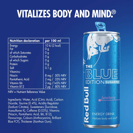 Red Bull Energy Drink Sugar Free Blue Edition Juneberry 250ml