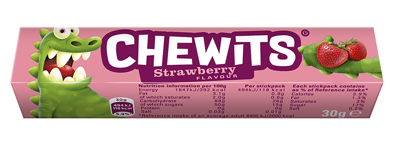 Chewits Strawberry Flavour Stick Pack 30g