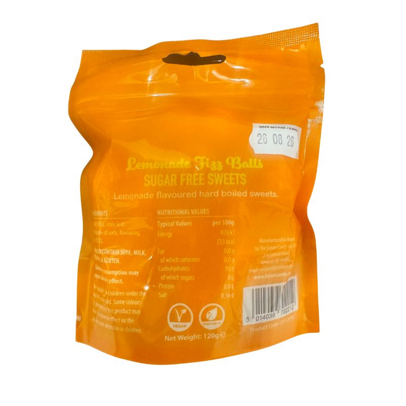Zero Sugar Free Lemonade Fizz Balls 120g Candy Hard Boiled Sweets