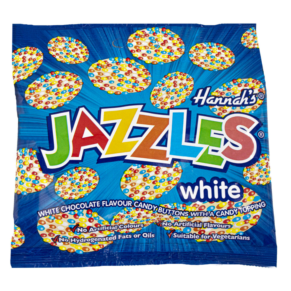 Hannah's White Jazzles Bag 140g Chocolate & And Cream Flavoured Candy