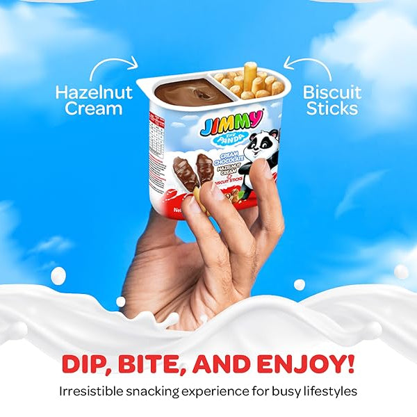 Chocolate Hazelnut Spread with Biscuit Sticks Jimmy The Panda 50g Duo Pack (4 packs)