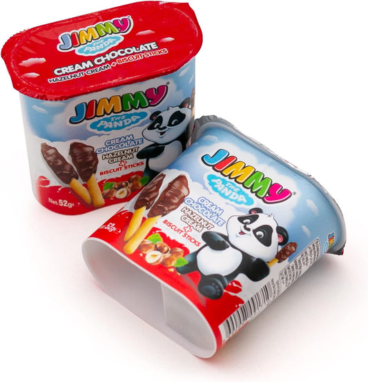 Chocolate Hazelnut Spread with Biscuit Sticks Jimmy The Panda 50g Duo Pack