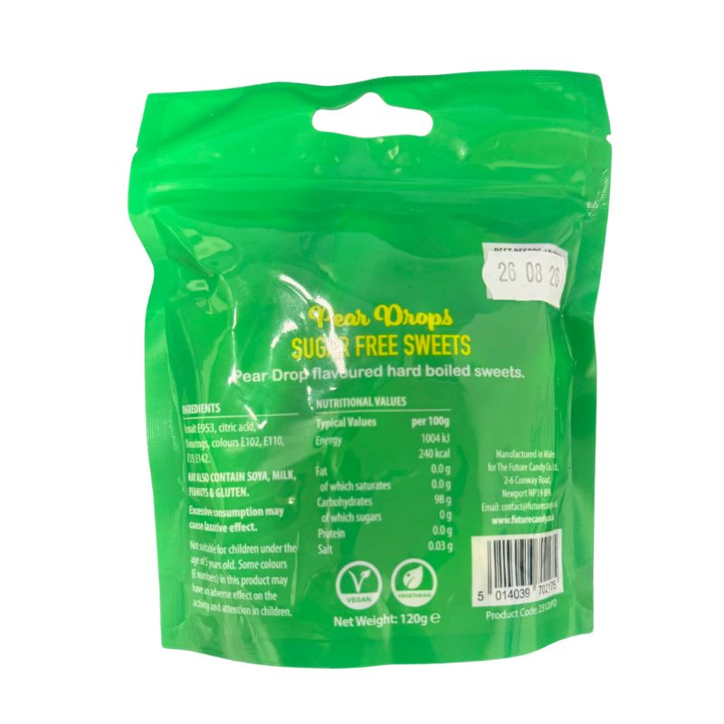 Zero Sugar Free Pear Drops 120g Candy Hard Boiled Sweets