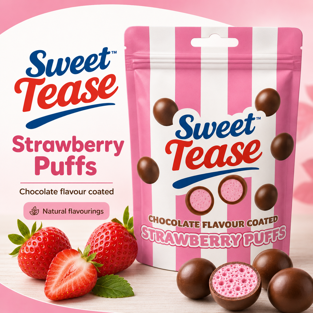 Sweet Tease Strawberry Chocolate Flavour Puffs