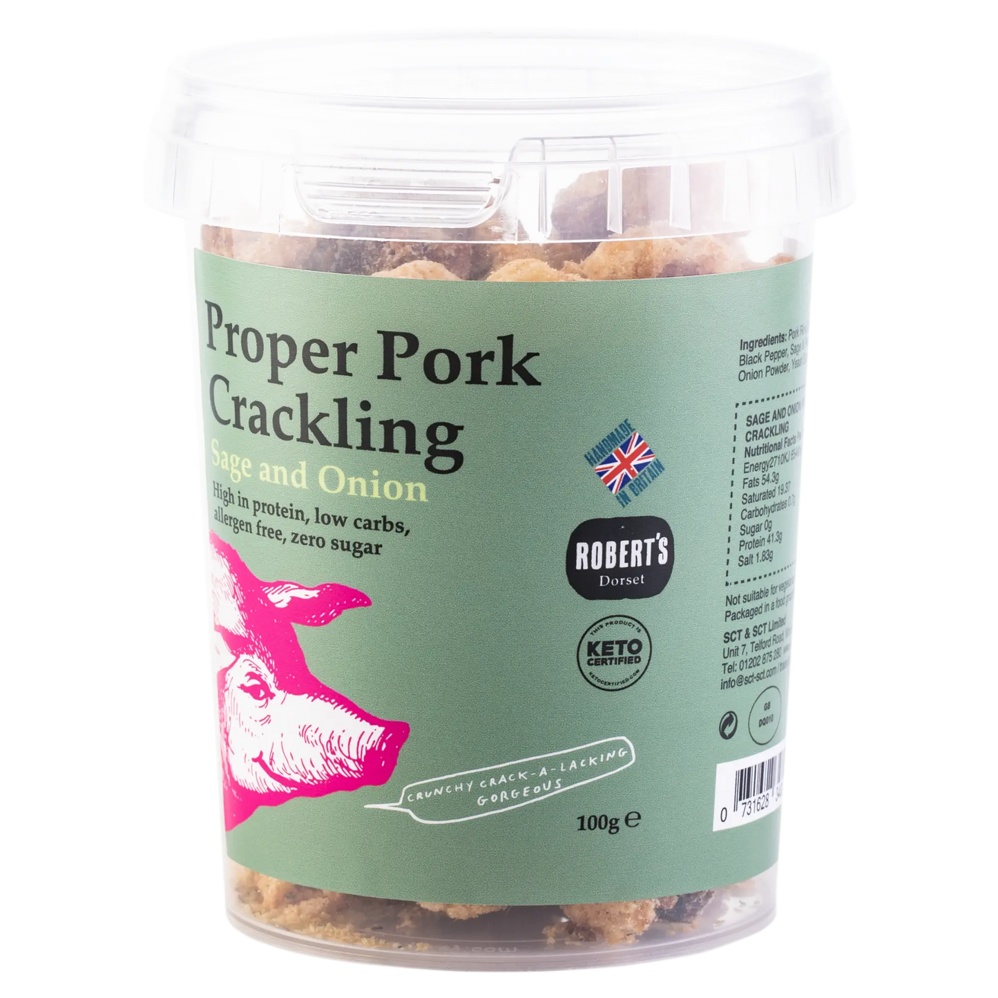 Proper Pork Crackling 100g Pot