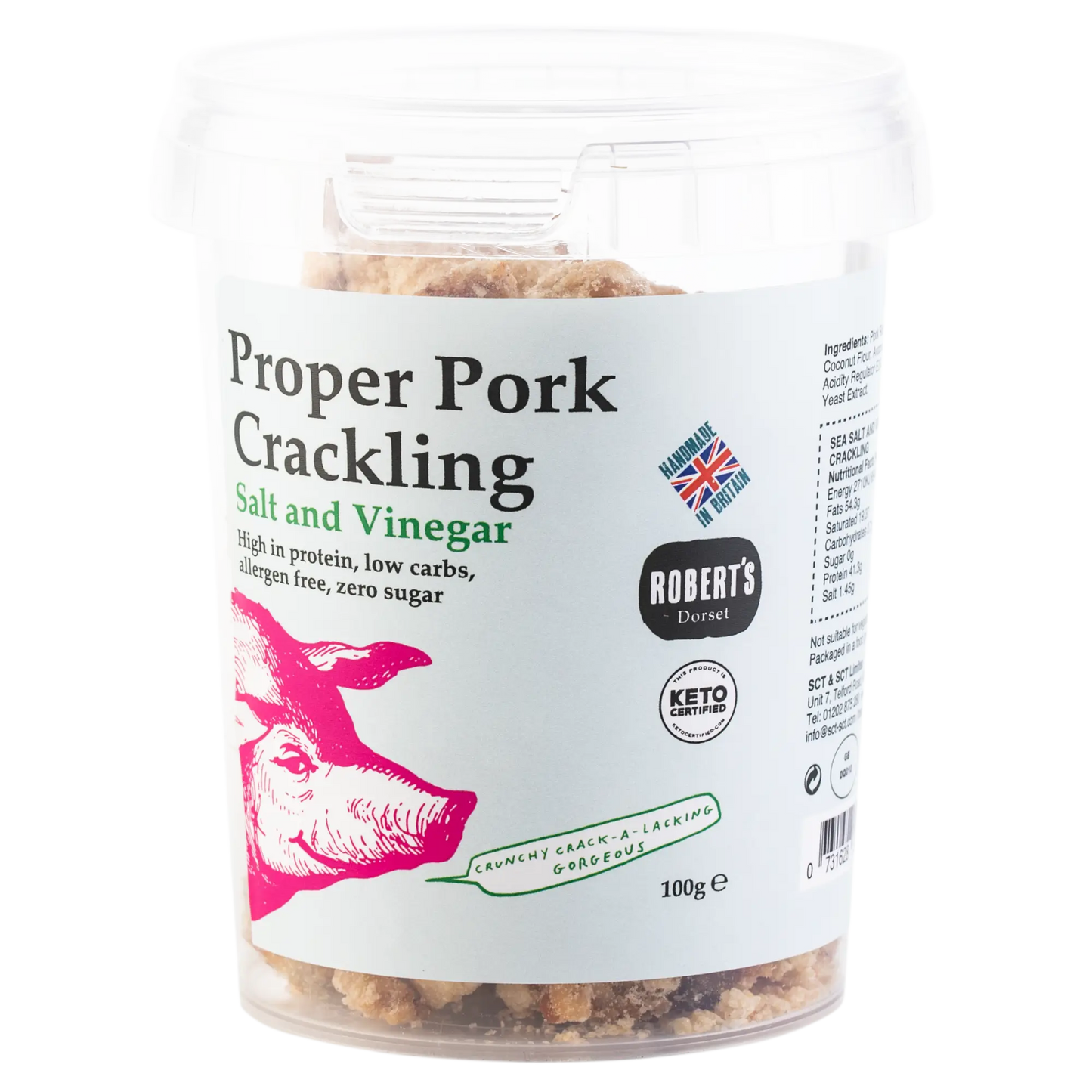Proper Pork Crackling 100g Pot