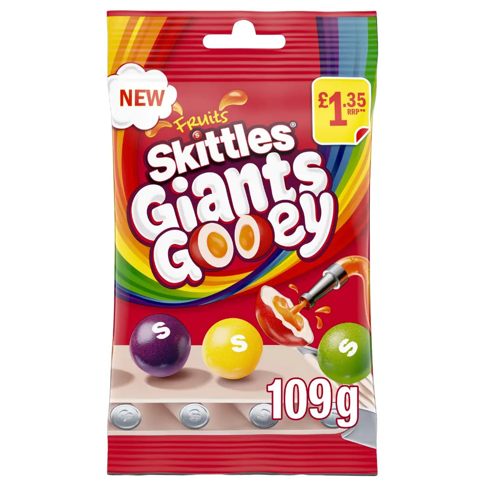 Skittles Giants Gooey Vegan Chewy Sweets Fruit Flavoured Pouch Bag 109g £1.35 PMP