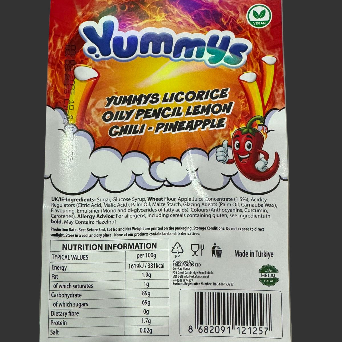 Lemon Chili Pineapple Pencils 1kg Tub (Vegan Halal)