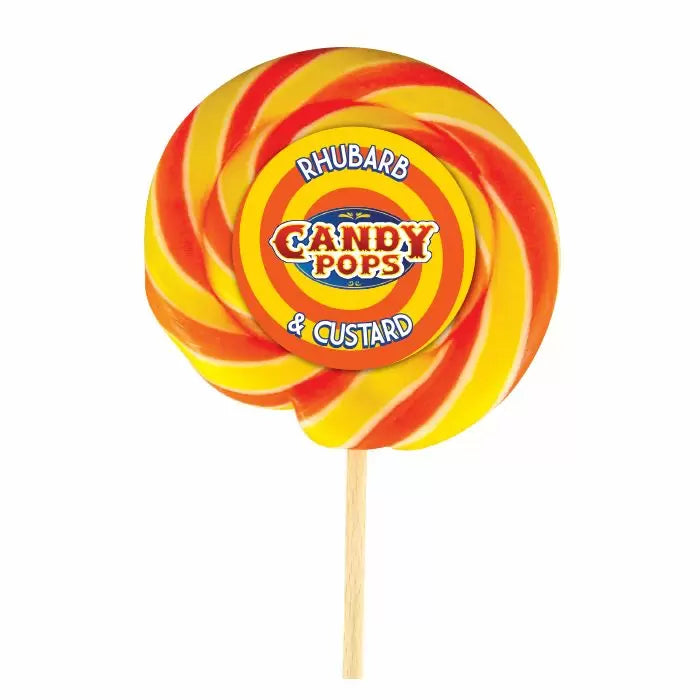 Candy Pops Rhubarb & Custard Large Wheel Lollies 75g