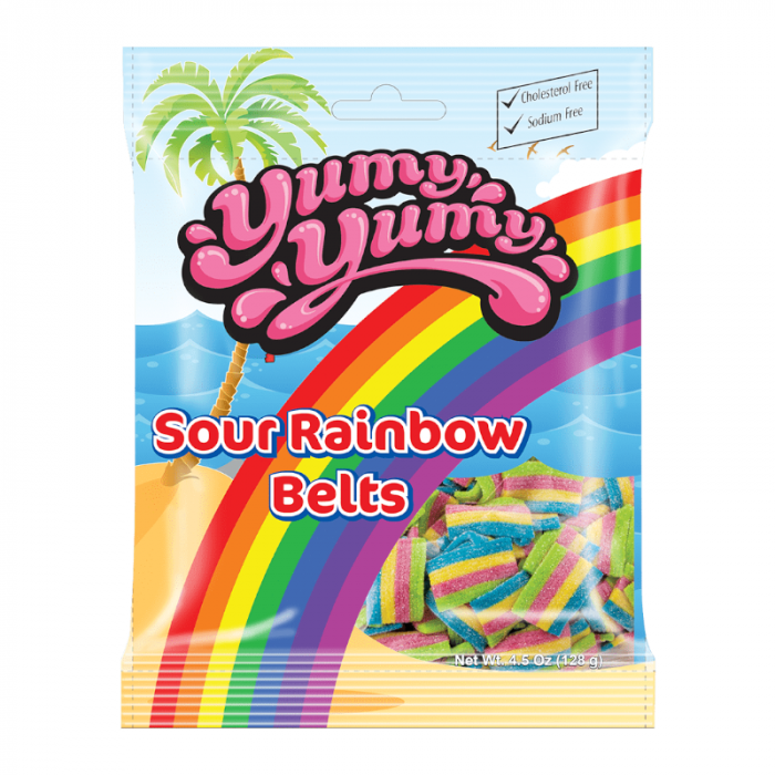 Yumy Yumy Gummy Candy Sour Rainbow Belts - 4.5oz (128g)