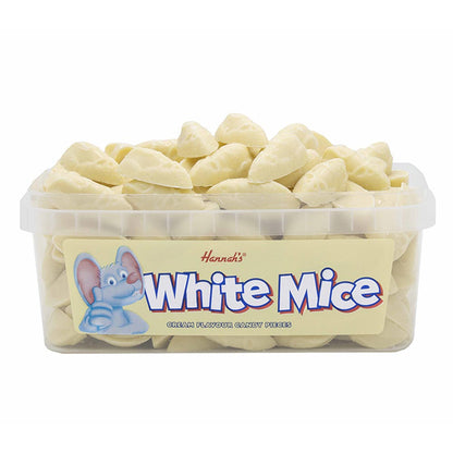 Hannah's White Chocolate Mice Tub 600g Chocolate & And Cream Flavoured Candy
