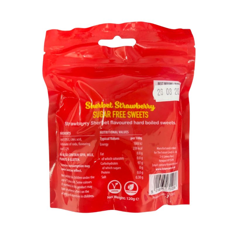 Zero Sugar Free Sherbet Strawberry 120g Candy Hard Boiled Sweets