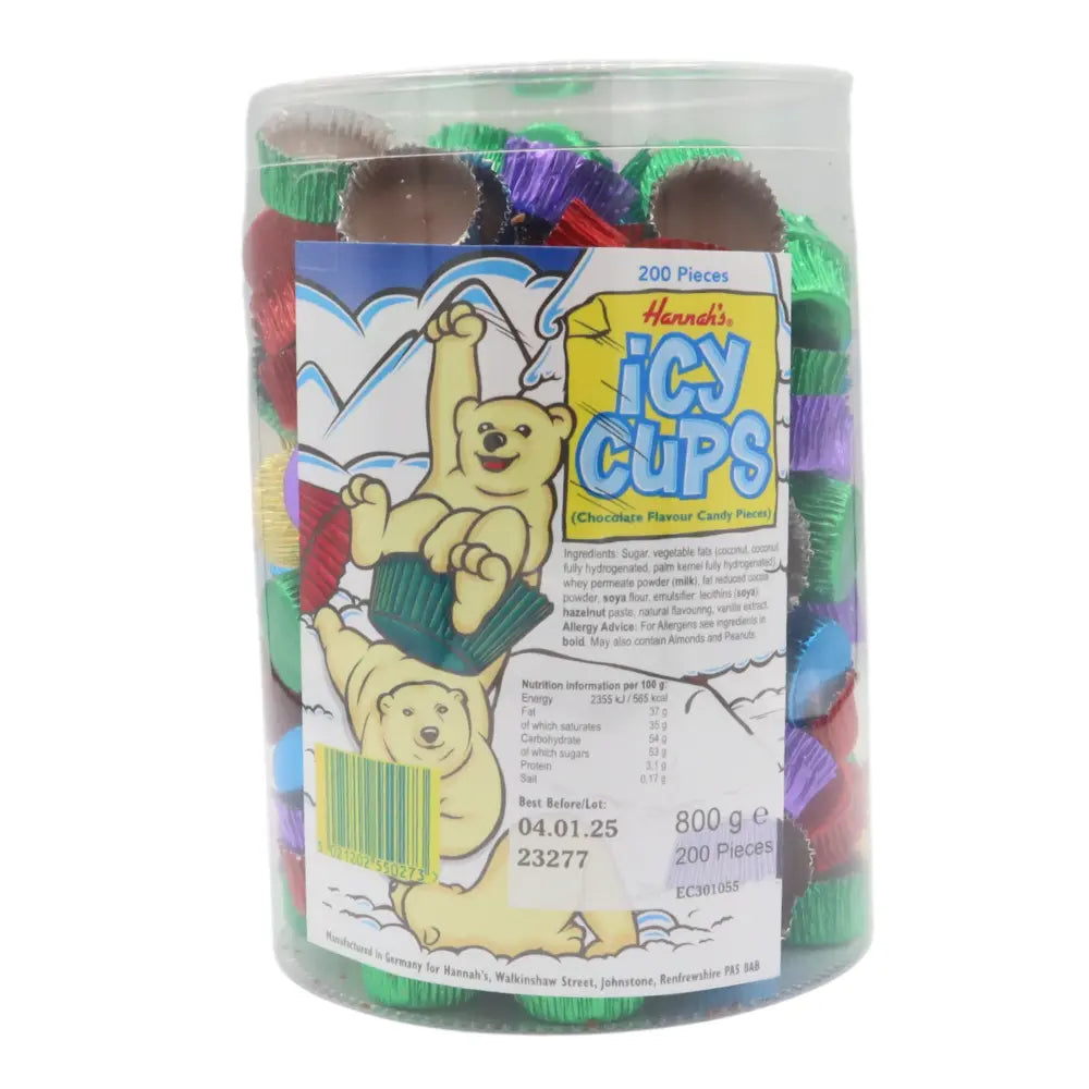 Hannah's Icy Chocolate Flavour Cups Full Jar. (Will be Bagged if posted.)