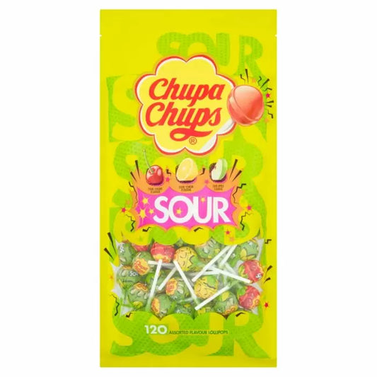 Chupa Chups Sour 120 Assorted Flavour Sour Lollipops 1.4kg