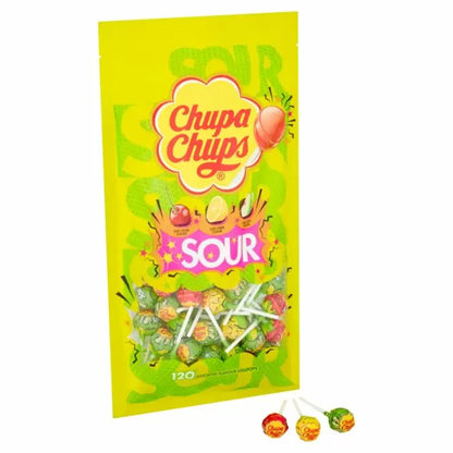 Chupa Chups Sour 120 Assorted Flavour Sour Lollipops 1.4kg