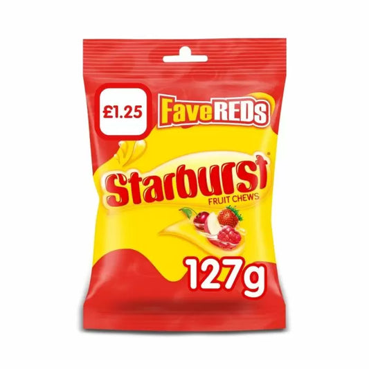 Starburst Fave Reds Vegan Chewy Sweets Fruit Flavoured Treat Bag £1.25 PMP 127g