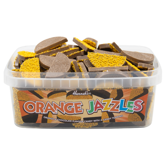 Hannah's Orange Jazzles Tub 600g Chocolate & And Cream Flavoured Candy