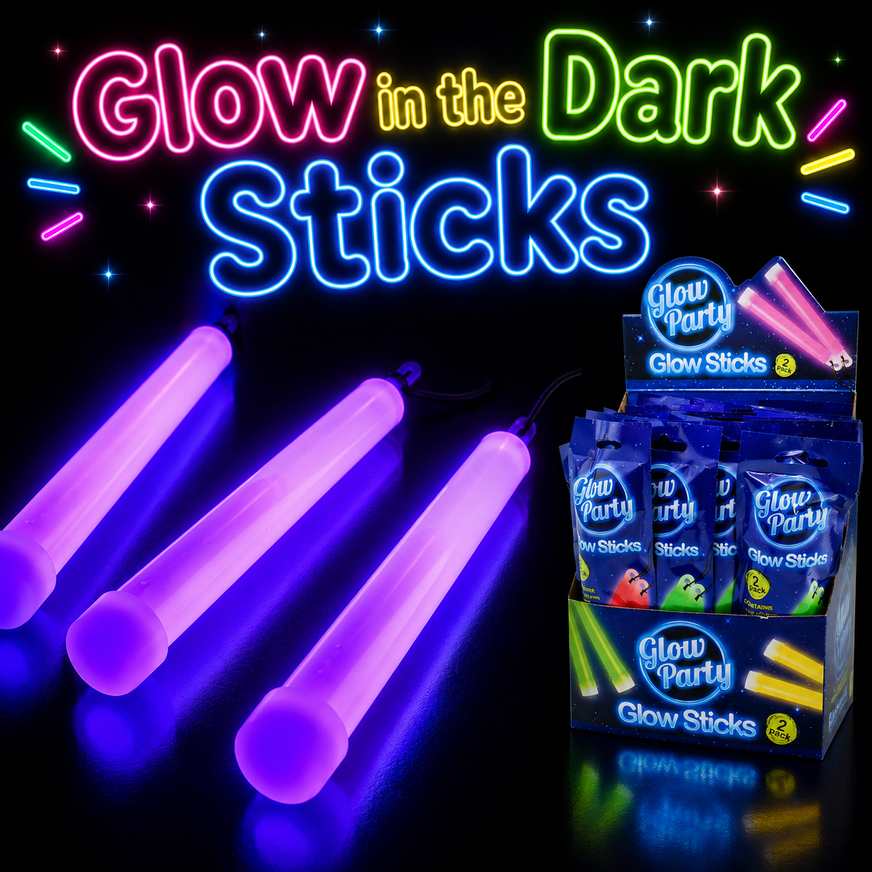 2pc 6" Glow In The Dark Sticks