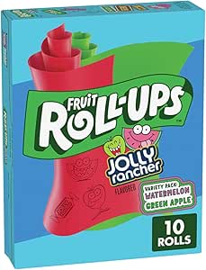 Jolly Rancher Fruit Roll-Ups - Fruit Flavoured Snack- Variety Pack with Watermelon & Green Apple - 141g