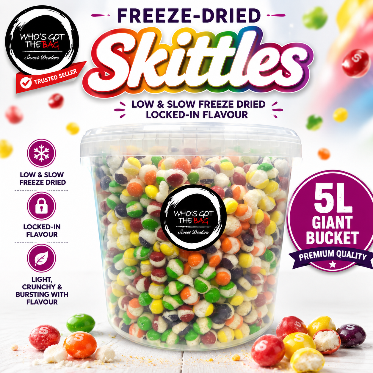 Freeze Dried Skittles Fruit Berries Freeze-Dried Cake & Ice Cream Topping