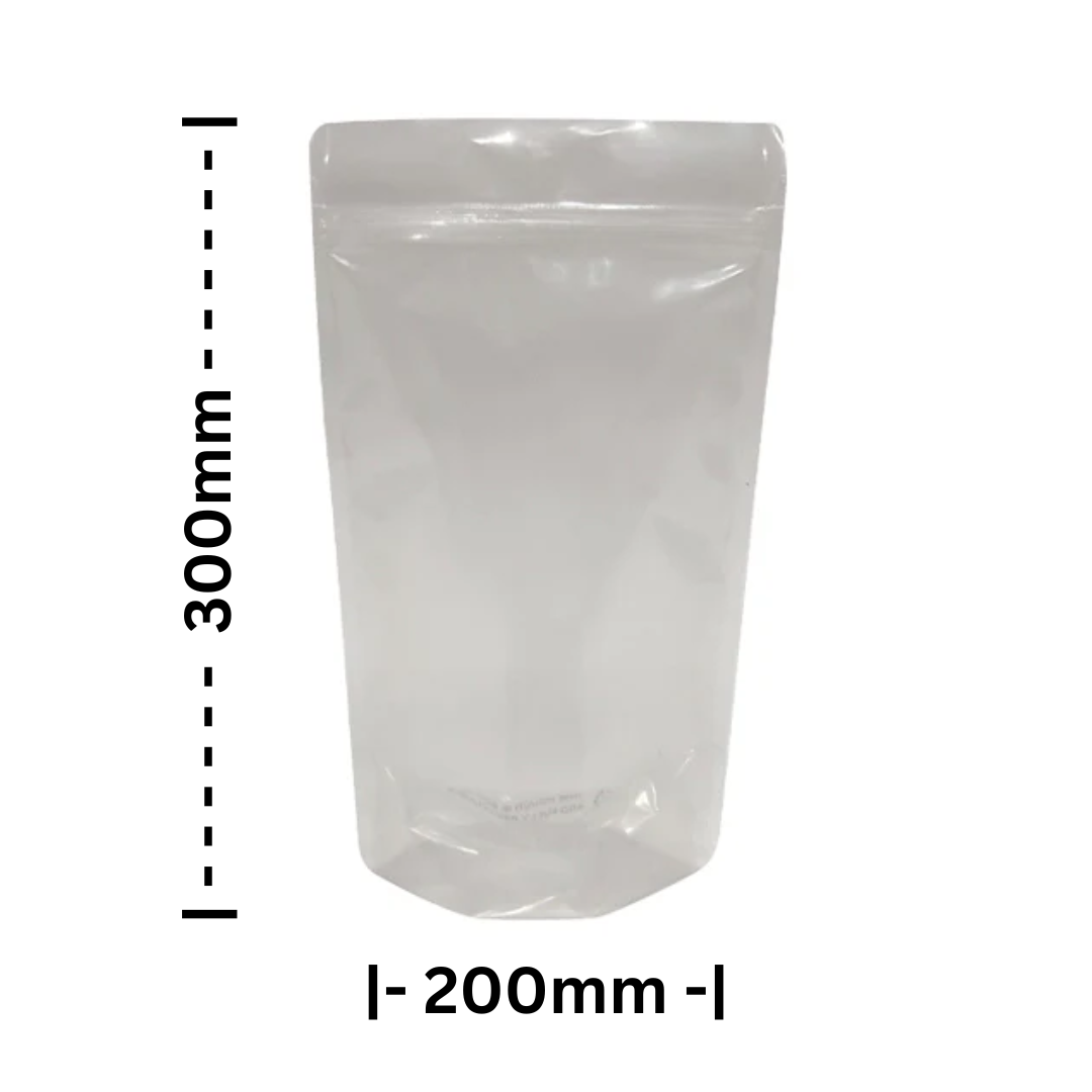 30x20 cm Clear Plastic Stand Up Pouch with Zipper, High Transparency Grip Seal Resealable Bag for Food Snacks Candy Packaging Food Prep 50pack