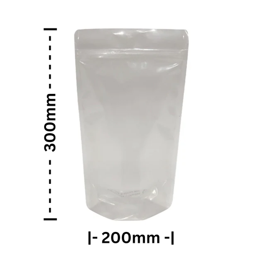 30x20 cm Clear Plastic Stand Up Pouch with Zipper, High Transparency Grip Seal Resealable Bag for Food Snacks Candy Packaging Food Prep 50pack