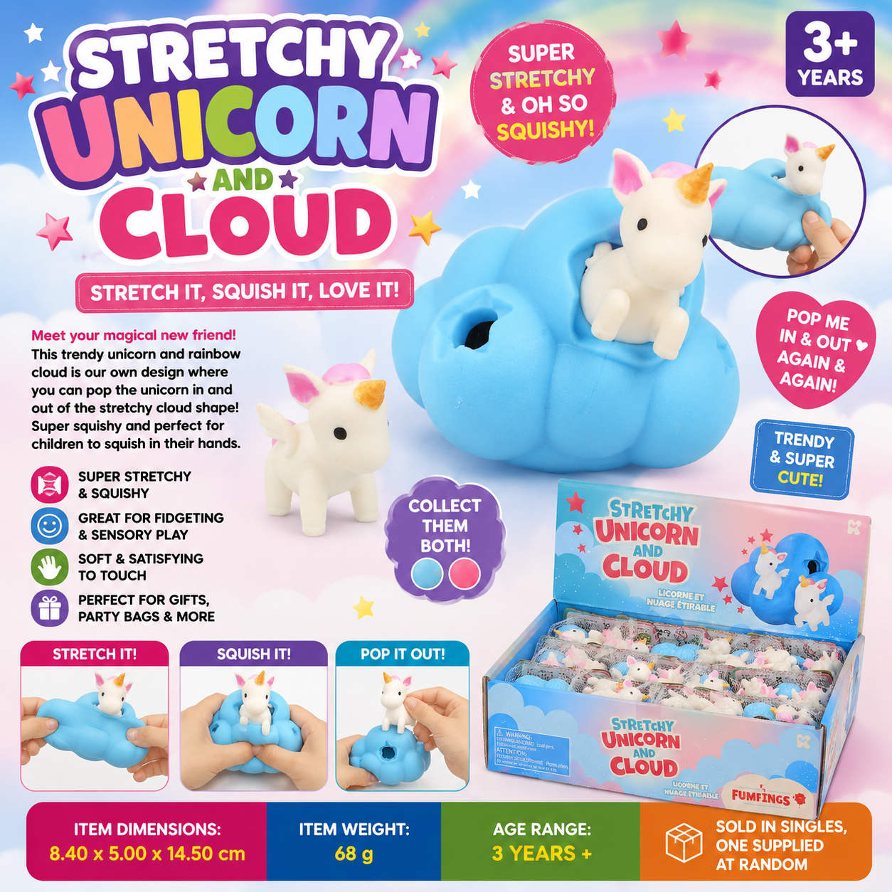 Stretchy Unicorn & Rainbow Cloud