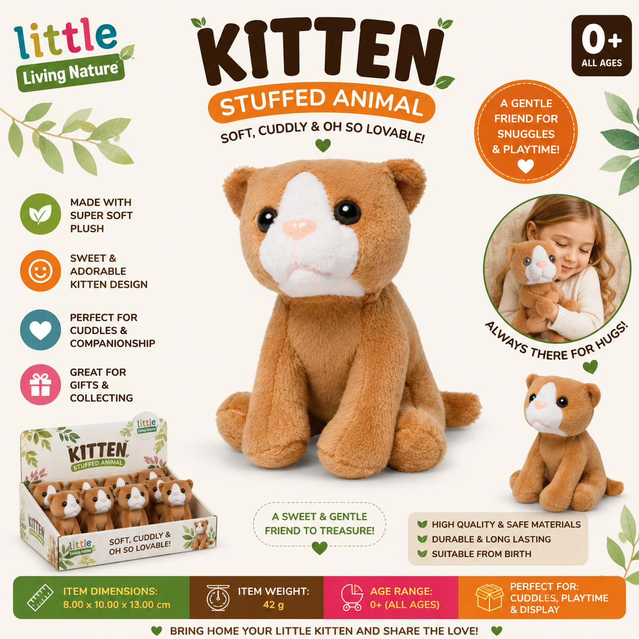LITTLE Living Nature Kitten Stuffed Animal
