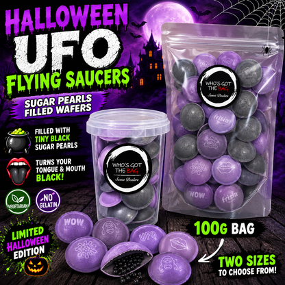 Halloween UFO Flying Saucers, Sugar Pearl Filled Wafers,