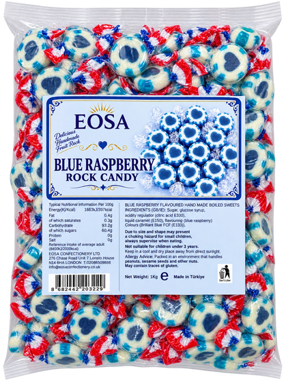 EOSA Heart Blue Raspberry Heart Rock Candy, 1kg