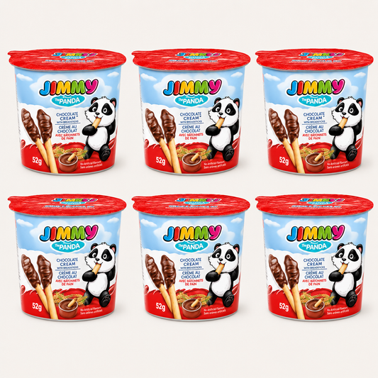 Chocolate Hazelnut Spread with Biscuit Sticks Jimmy The Panda 50g  x6 Single
