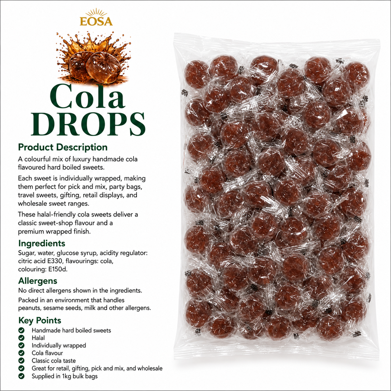 Handmade Cola Drops, Luxury Wrapped Fruit Sweets Eosa (Copy)
