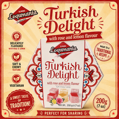 Turkish Delight 200g Gift Box Rose & Lemon Flavour Soft Chewy Candy