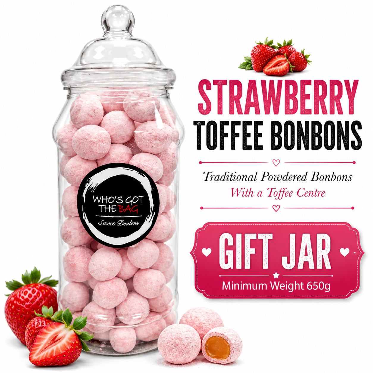 Traditional Strawberry Bon Bons Jar Min 650g