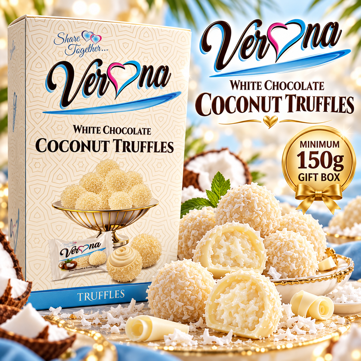 Luxury Chocolate Truffle Selection 150g, Cream Filled Chocolate & Coconut Truffles, Choose Your Flavour