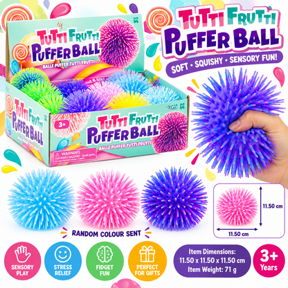 Tutti Frutti Puffer Ball Sensory Toy, Soft Spiky Squeeze Ball