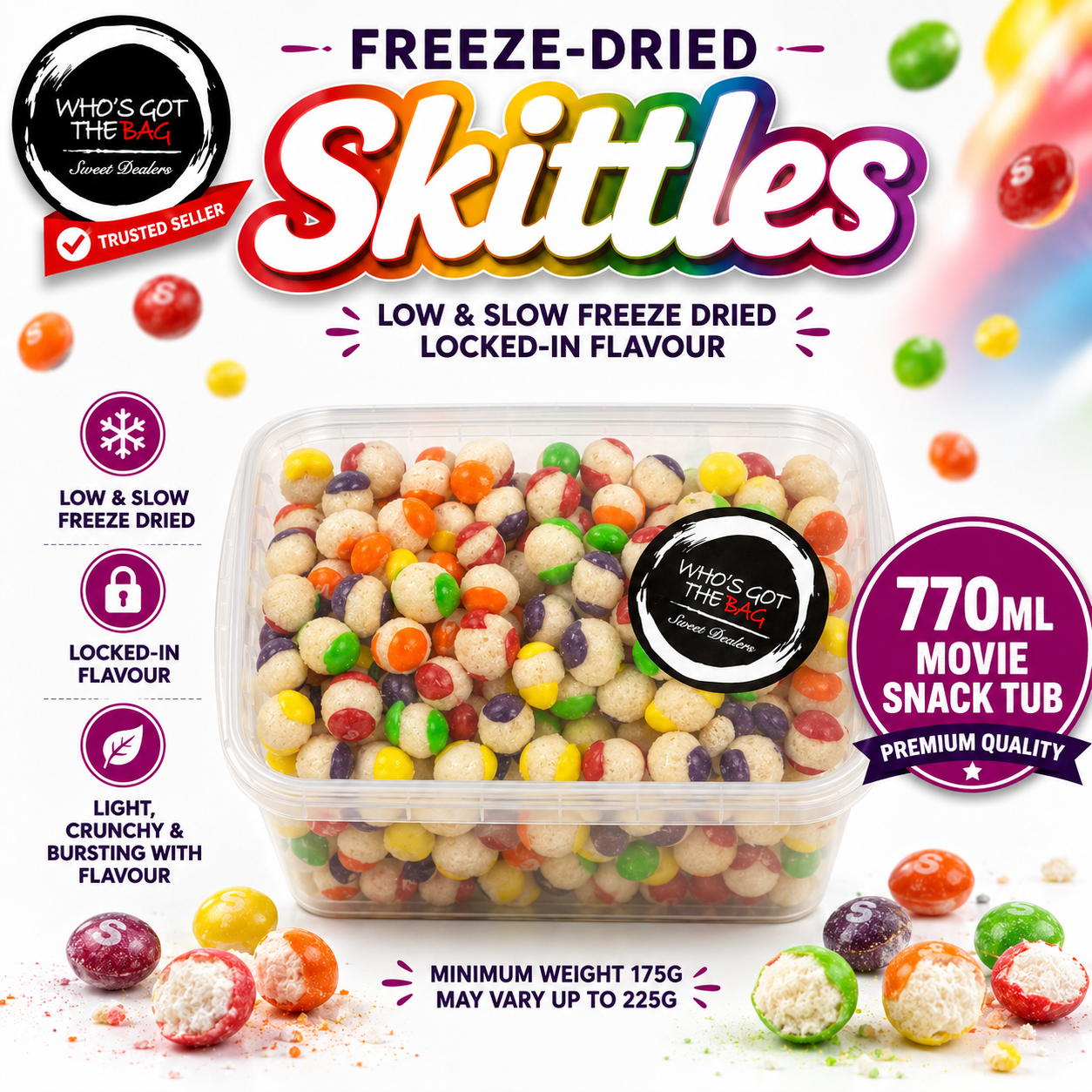 Freeze Dried Skittles Fruit Berries Freeze-Dried Cake & Ice Cream Topping