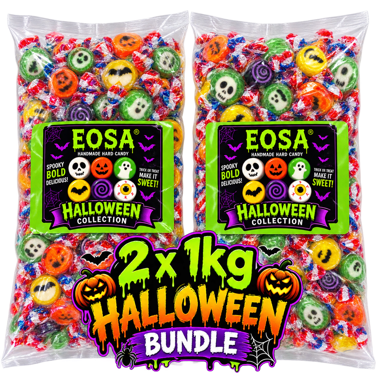 EOSA Halloween Collection Assorted Fruit Rock Candy ,2 x 1kg