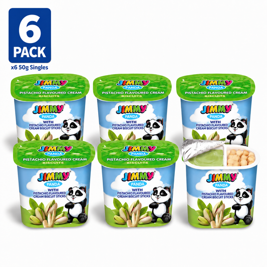 Pistachio Flavoured Cream with Biscuit Sticks Jimmy The Panda x6 50g Singles