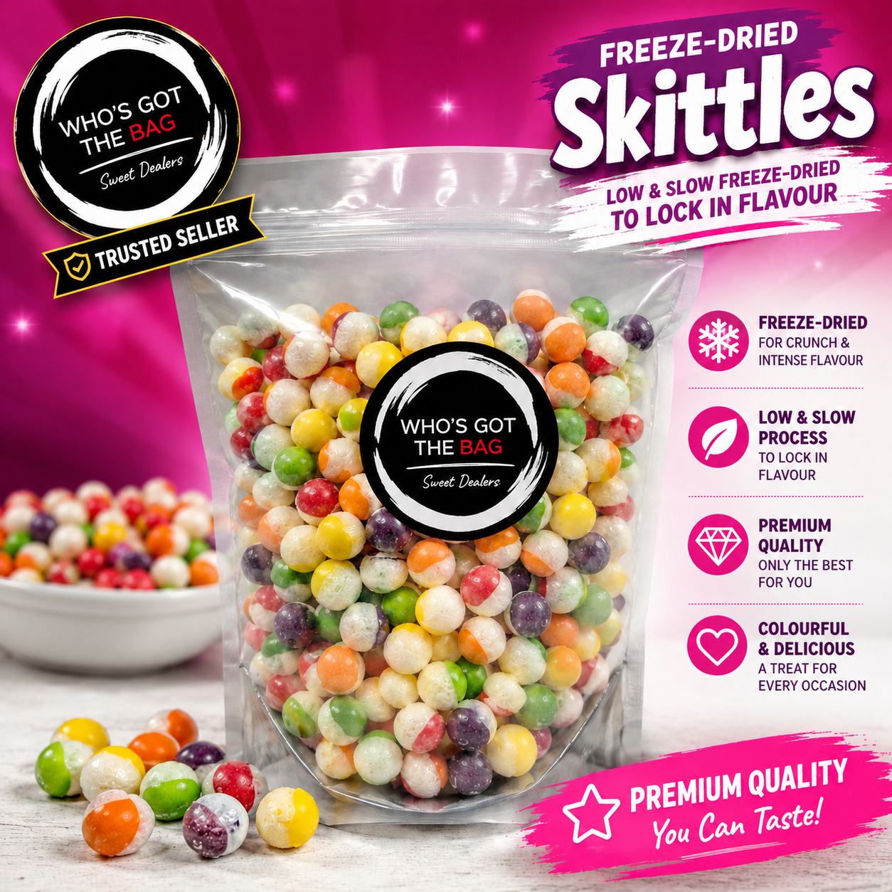 Freeze Dried Skittles Fruit Berries Freeze-Dried Cake & Ice Cream Topping