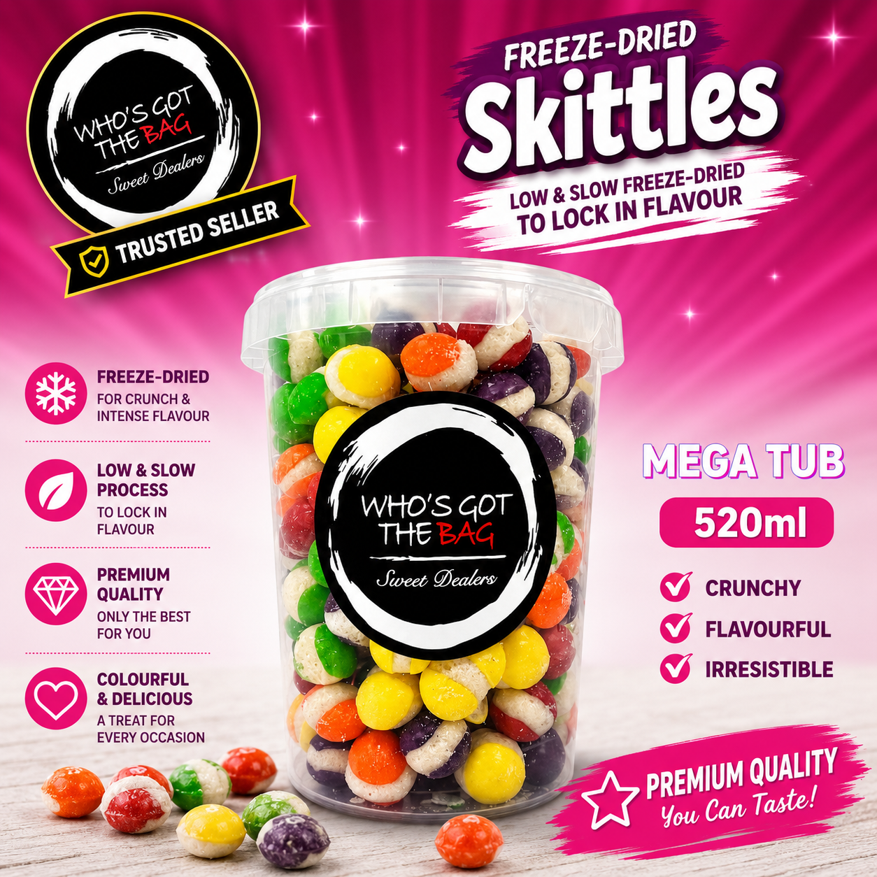 Freeze Dried Skittles Fruit Berries Freeze-Dried Cake & Ice Cream Topping