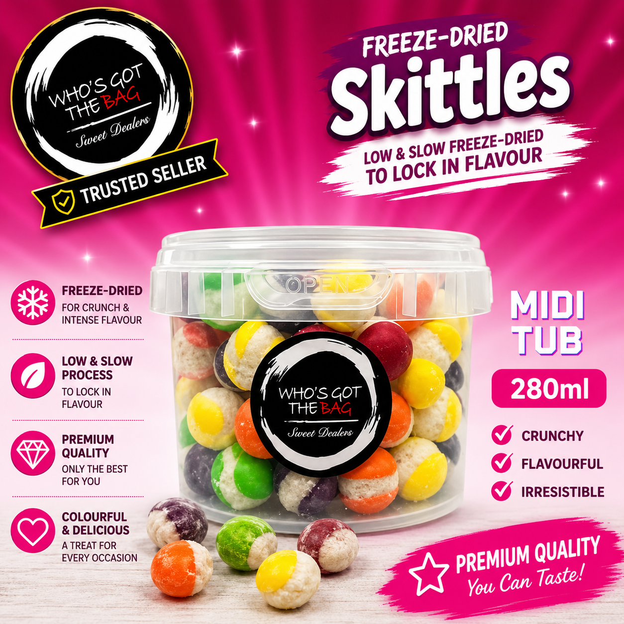 Freeze Dried Skittles Fruit Berries Freeze-Dried Cake & Ice Cream Topping