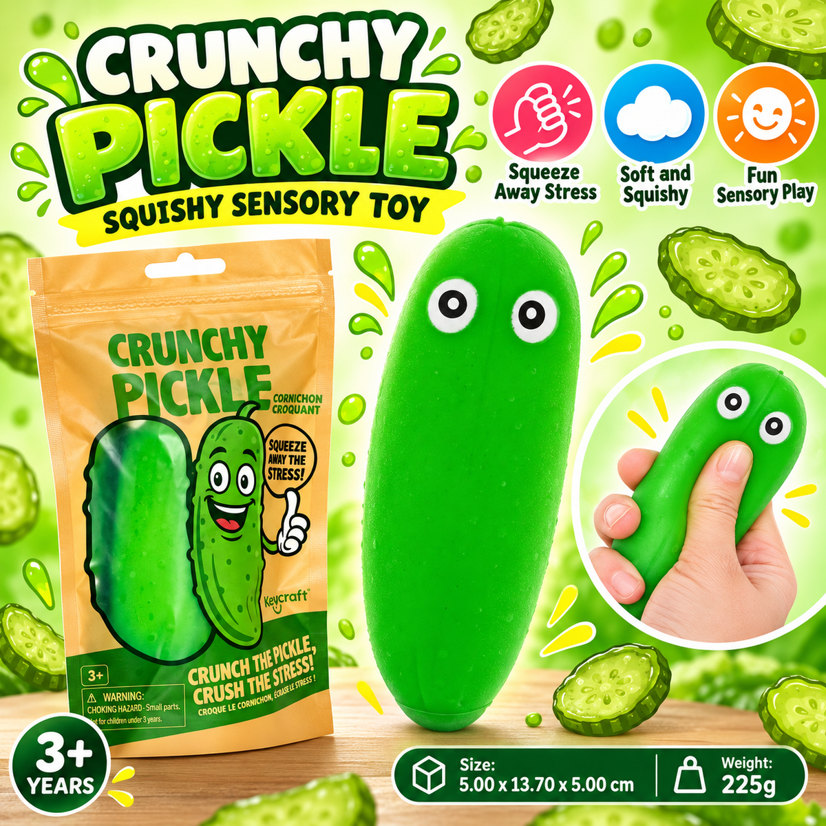 Crunchy Pickle Squishy Sensory Toy
