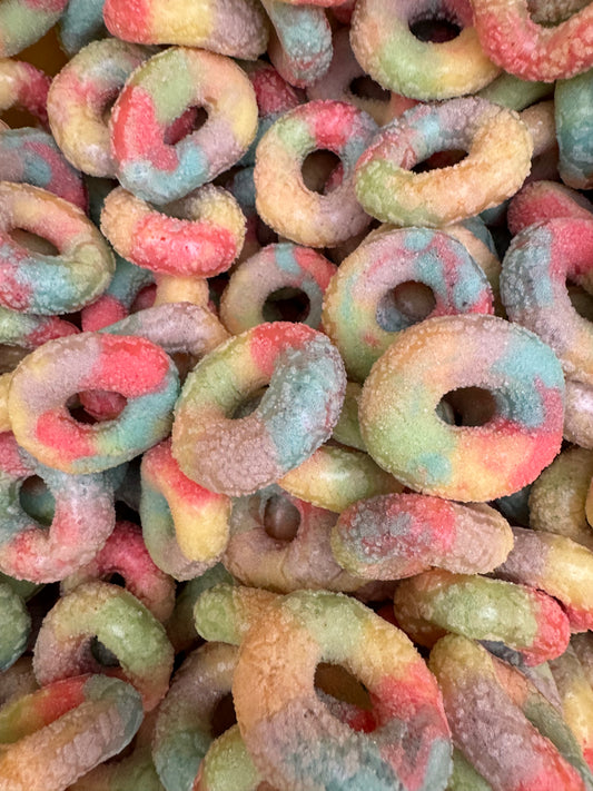 Freeze Dried Sour Rainbow Rings 250g Bulk Wholesale