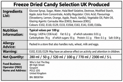 Freeze Dried Candy Selection UK Produced