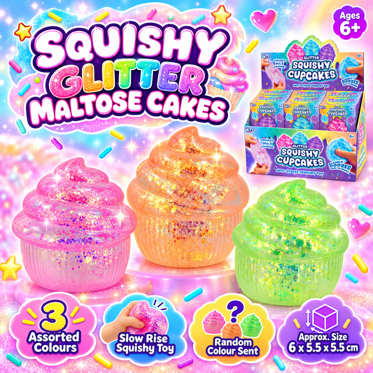 Squishy Glitter Cupcake Slow Rise Sensory Toy Random Colour Sent