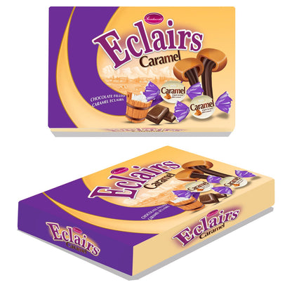 CHOCOLATE CARAMEL ECLAIRS IN BOX 200g Halal