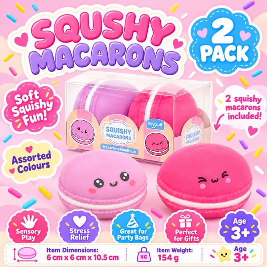 Squishy Macarons 2 Pack Sensory Fidget Toys, Soft Squeezy Stress Relief Toys, 3+