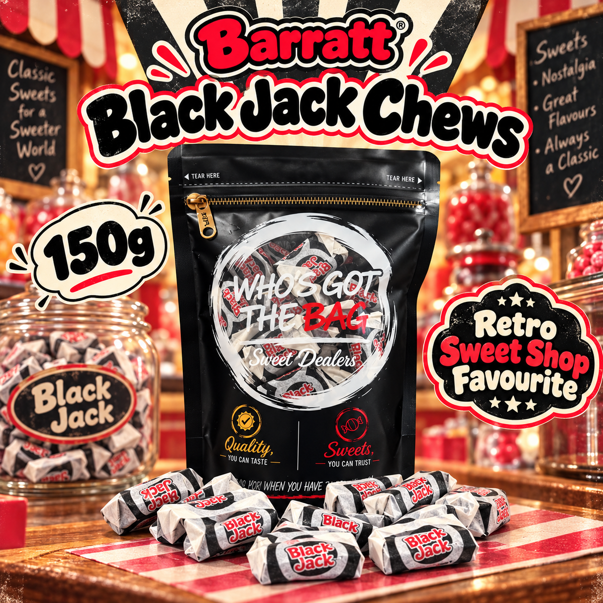 Barratt Black Jack Chews 150g